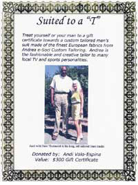 Andrea Custom Tailoring Gift Certificate with Nate Thurmond